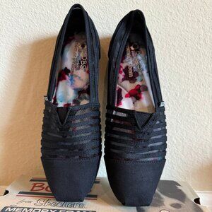 black Skechers BOBS Adorbs memory foam flats